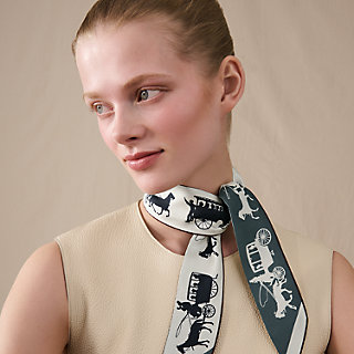 HERMES　ツイリー エルメスツイリー BRIDES ET GRIS GRIS キャラメル/ホワイト